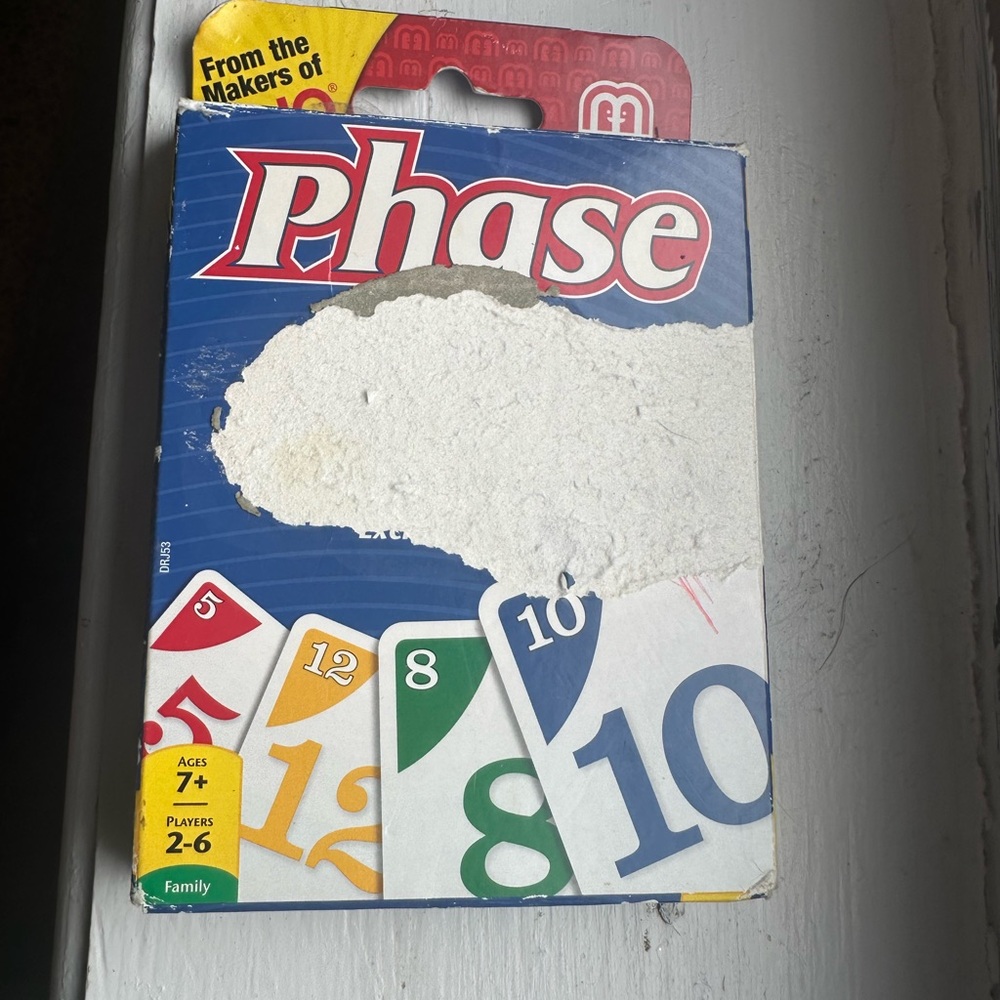 Mattel Game Box in Blue and White with Colorful Card Elements